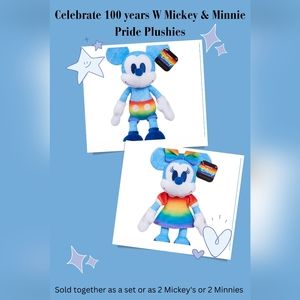 🆕️🛍CELEBRATE 100 YRS. OF DISNEY W MICKEY&MINNIE PRIDE PLUSHIES💕🆕️